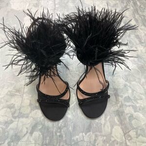 Nina Black Feathered Heels